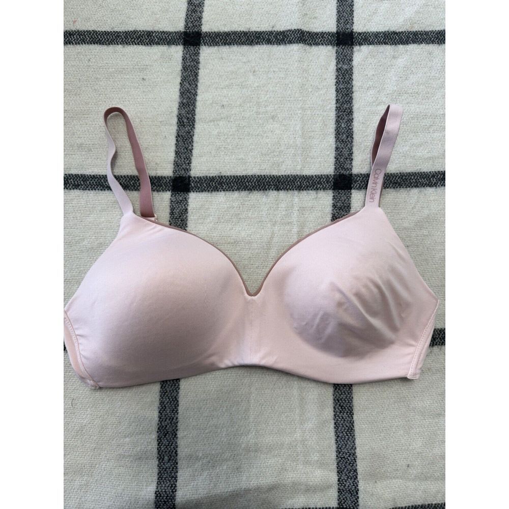 Calvin Klein Medium Wireless Contour Bra Womens Pink Seamless Logo Strap QP2931S